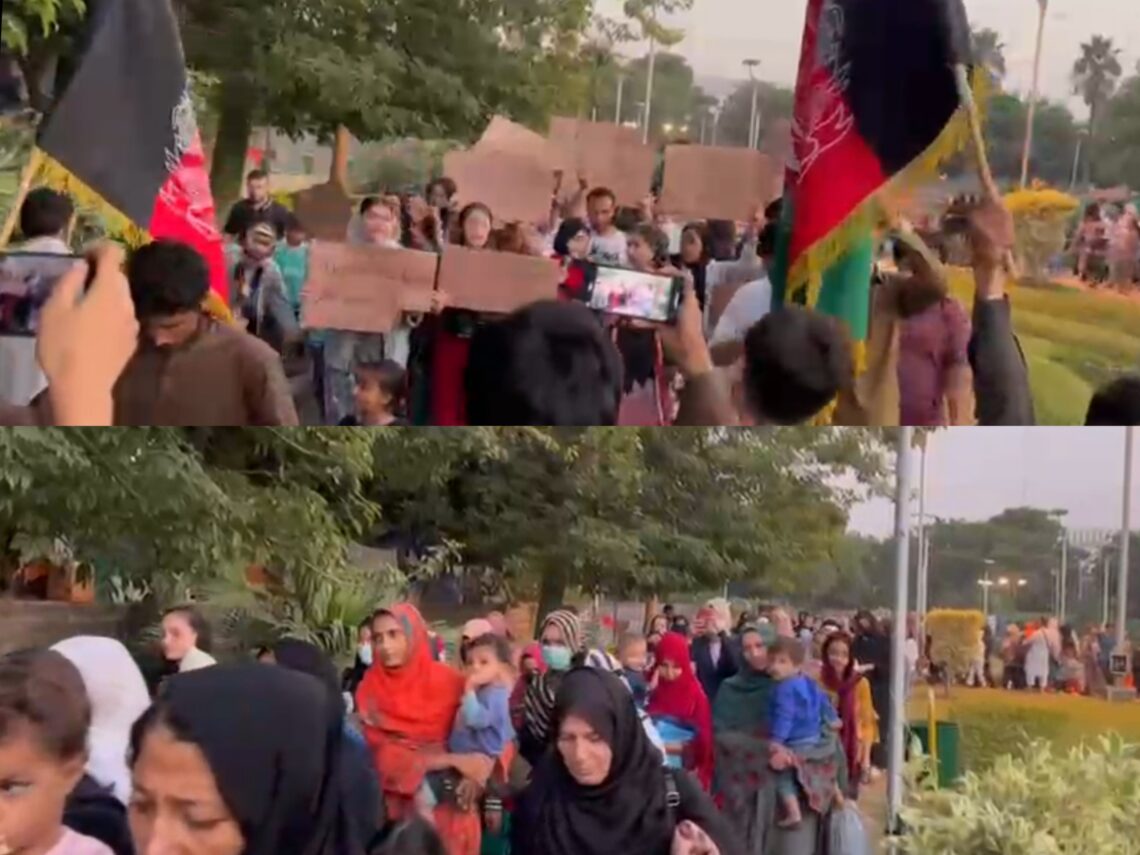 صدها مهاجر افغانستان در اسلام‌آباد برای آزادی ضیا فیض، فعال مدنی تظاهرات کردند