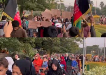 صدها مهاجر افغانستان در اسلام‌آباد برای آزادی ضیا فیض، فعال مدنی تظاهرات کردند